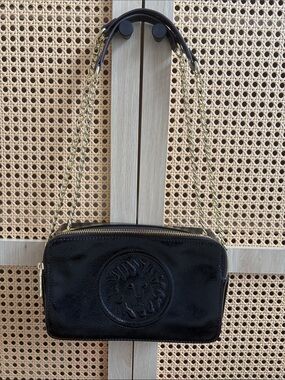 Anne Klein Black Patent Leather Versatile Bag with Gold Chain Strap